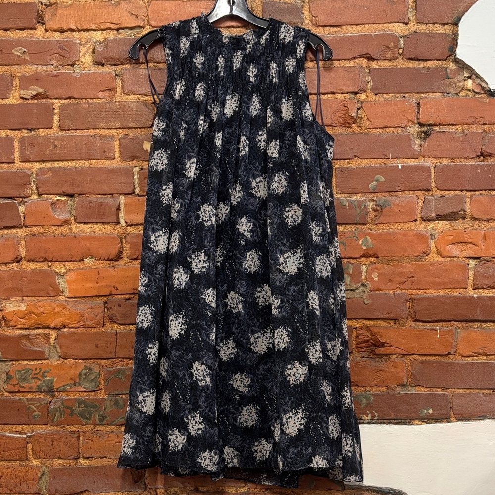 Joie Anthropologie Black and Cream Floral Sleeveless Mini Dress Size Medium